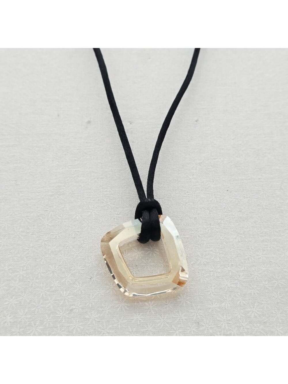 Geometric Crystal Pendant Necklace With Black Cord And Lobster Clasp Closure - Picture 1 of 7